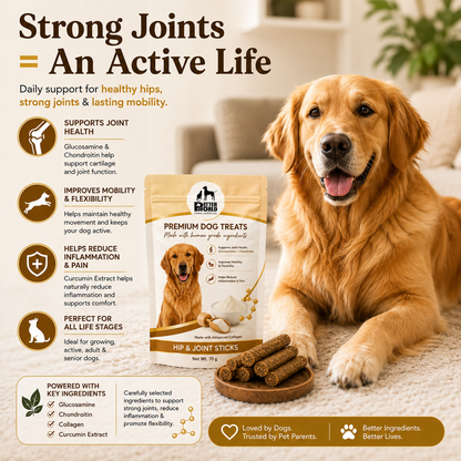 Petter World Hip & Joint Sticks for Dogs with Glucosamine & Collagen | Joint Support Dog Treats | 70g