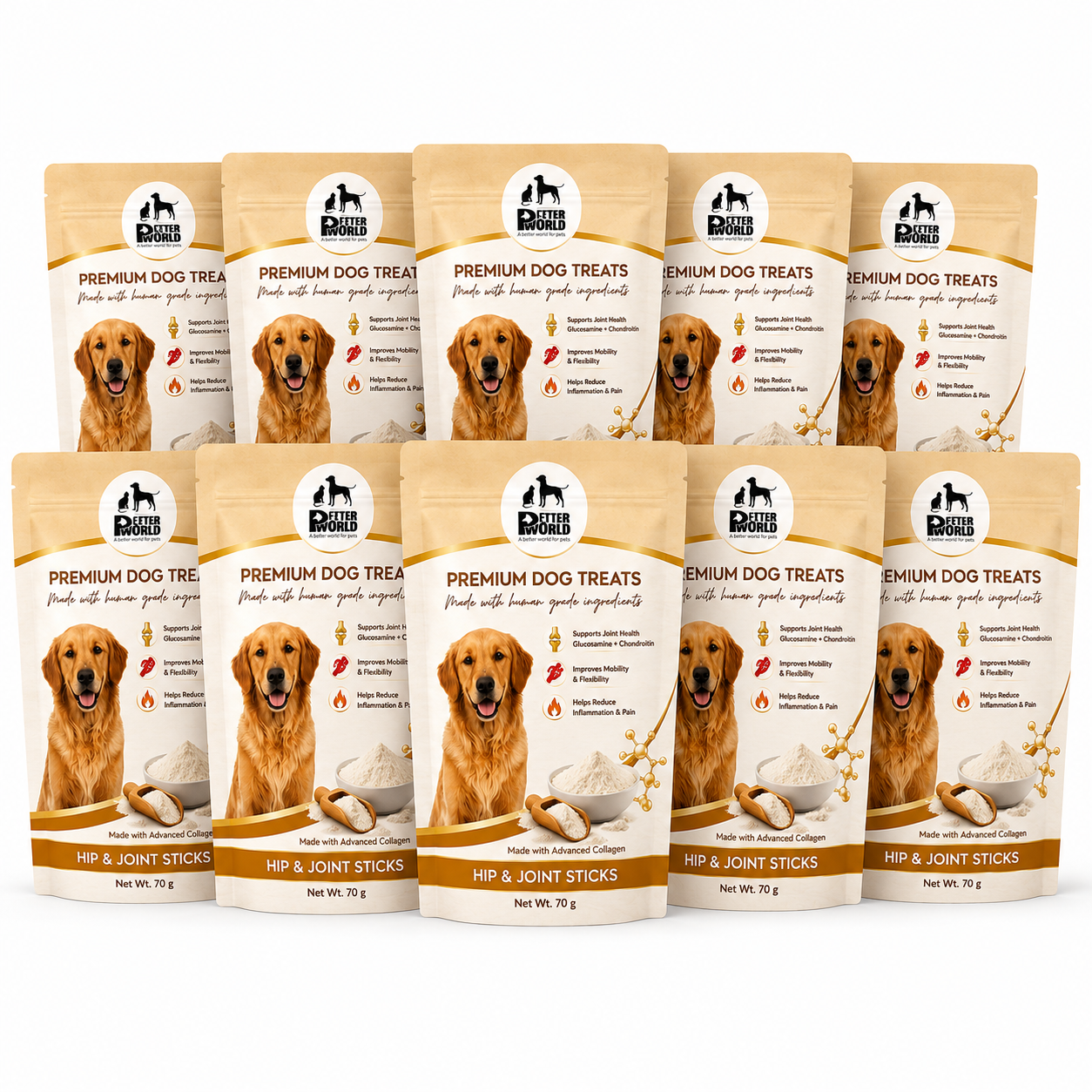 Petter World Hip & Joint Sticks for Dogs with Glucosamine & Collagen | Joint Support Dog Treats | 70g