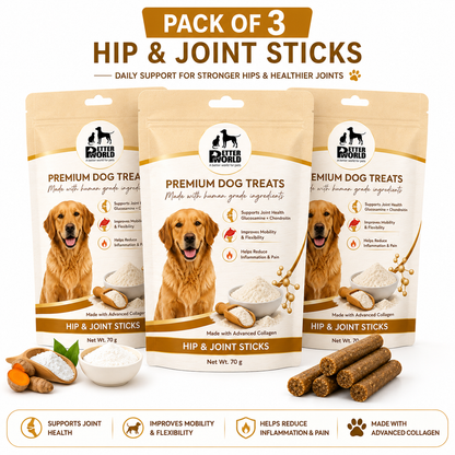 Petter World Hip & Joint Sticks for Dogs with Glucosamine & Collagen | Joint Support Dog Treats | 70g