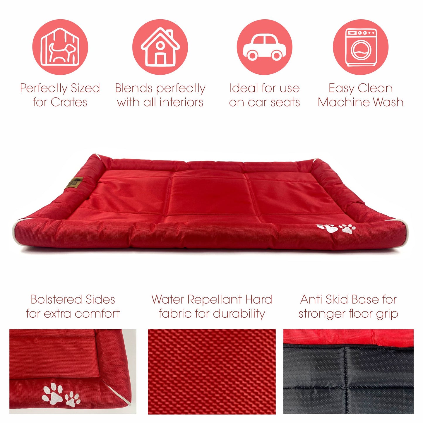 Waterproof Dog Mat with Padded Perimeters for Head & Paw Support