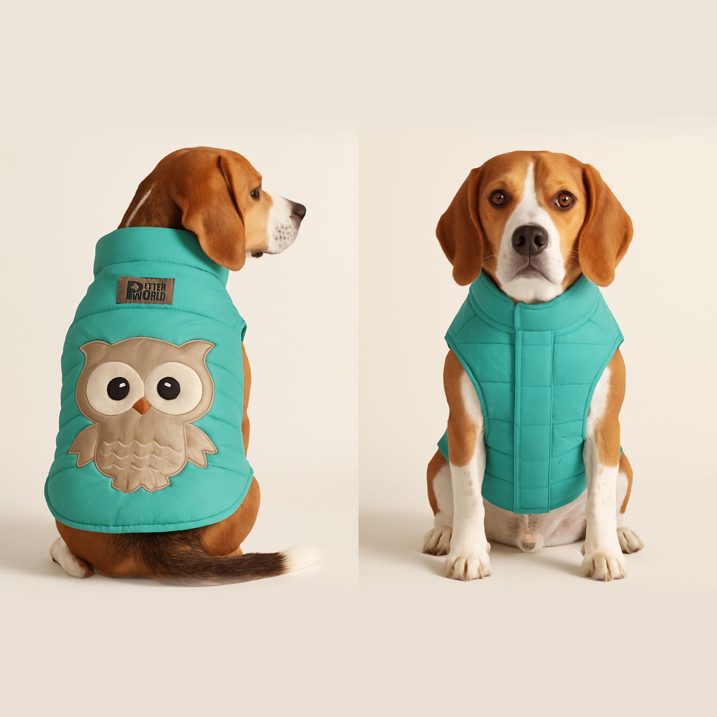 Petter World ArcticGuard Owl Jacket – Ultra-Warm Puffer Winter Coat for Dogs | Insulated, Lightweight & Water-Resistant | Easy Velcro Closure | Perfect for Cold Weather & Outdoor Walks