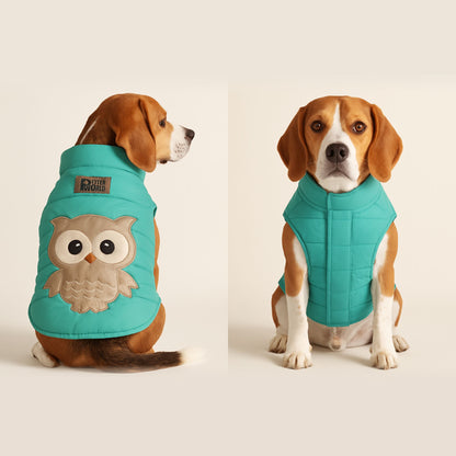 Petter World ArcticGuard Owl Jacket – Ultra-Warm Puffer Winter Coat for Dogs | Insulated, Lightweight & Water-Resistant | Easy Velcro Closure | Perfect for Cold Weather & Outdoor Walks