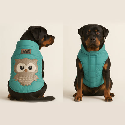 Petter World ArcticGuard Owl Jacket – Ultra-Warm Puffer Winter Coat for Dogs | Insulated, Lightweight & Water-Resistant | Easy Velcro Closure | Perfect for Cold Weather & Outdoor Walks