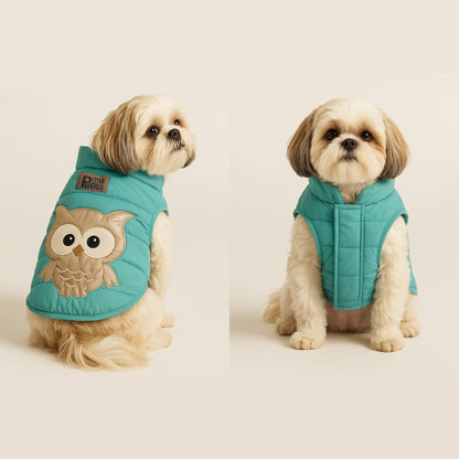 Petter World ArcticGuard Owl Jacket – Ultra-Warm Puffer Winter Coat for Dogs | Insulated, Lightweight & Water-Resistant | Easy Velcro Closure | Perfect for Cold Weather & Outdoor Walks