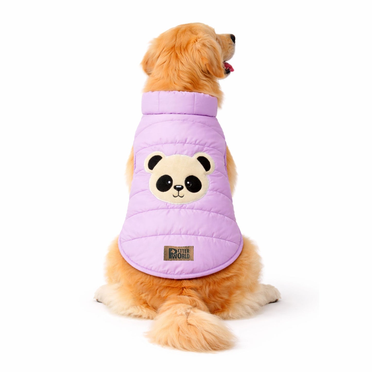 Petter World ArcticFrost Panda Dog Jacket – Lavender Winter Puffer Coat for Small to Large Dogs