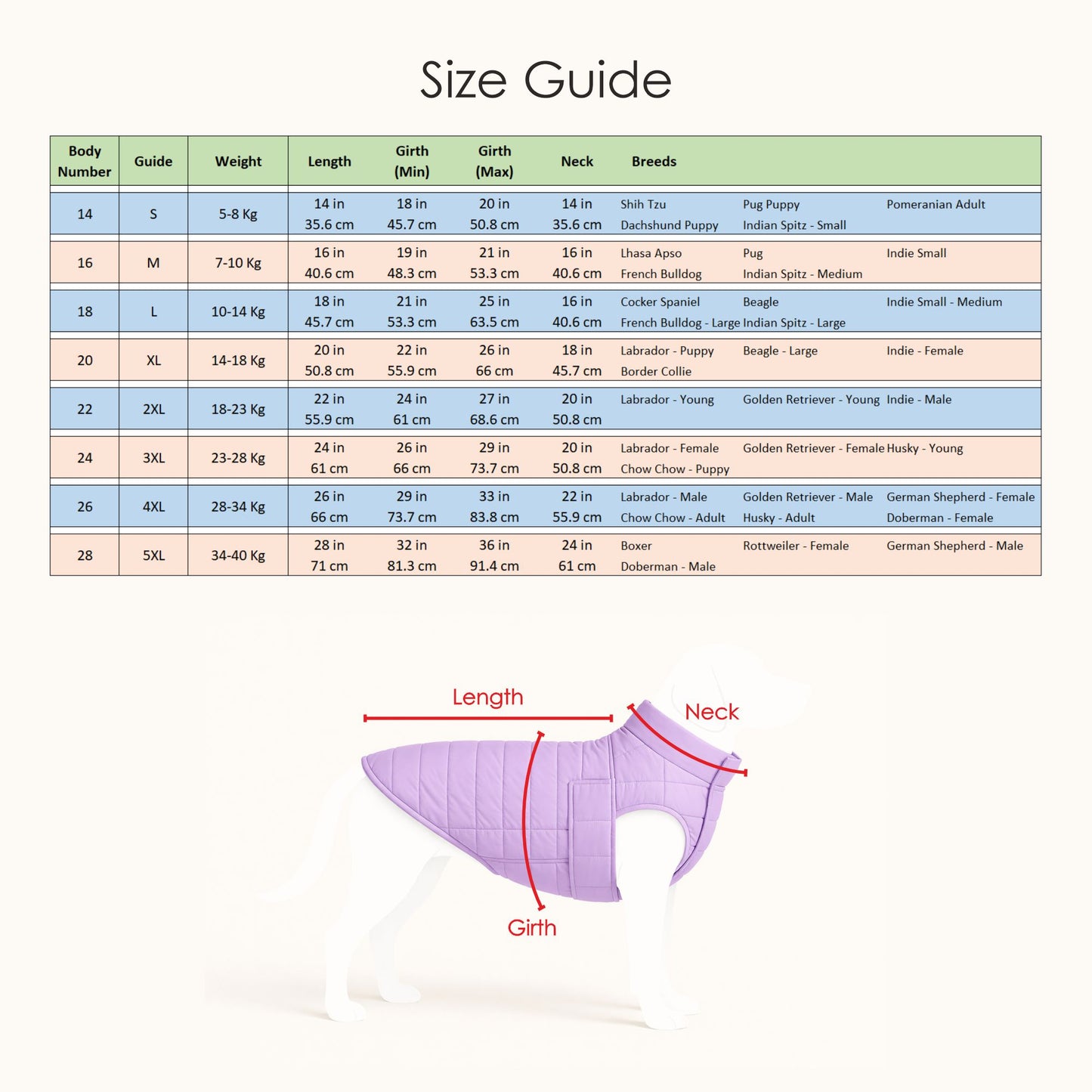 Petter World ArcticFrost Panda Dog Jacket – Lavender Winter Puffer Coat for Small to Large Dogs