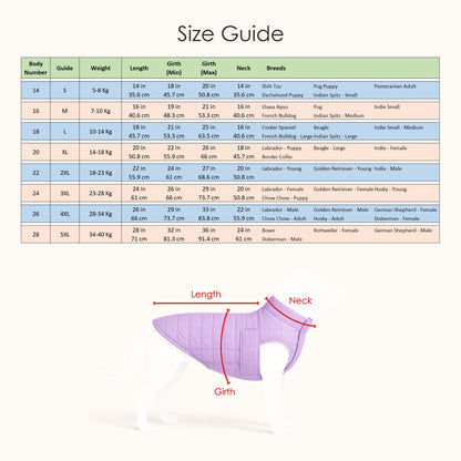 Petter World ArcticFrost Panda Dog Jacket – Lavender Winter Puffer Coat for Small to Large Dogs