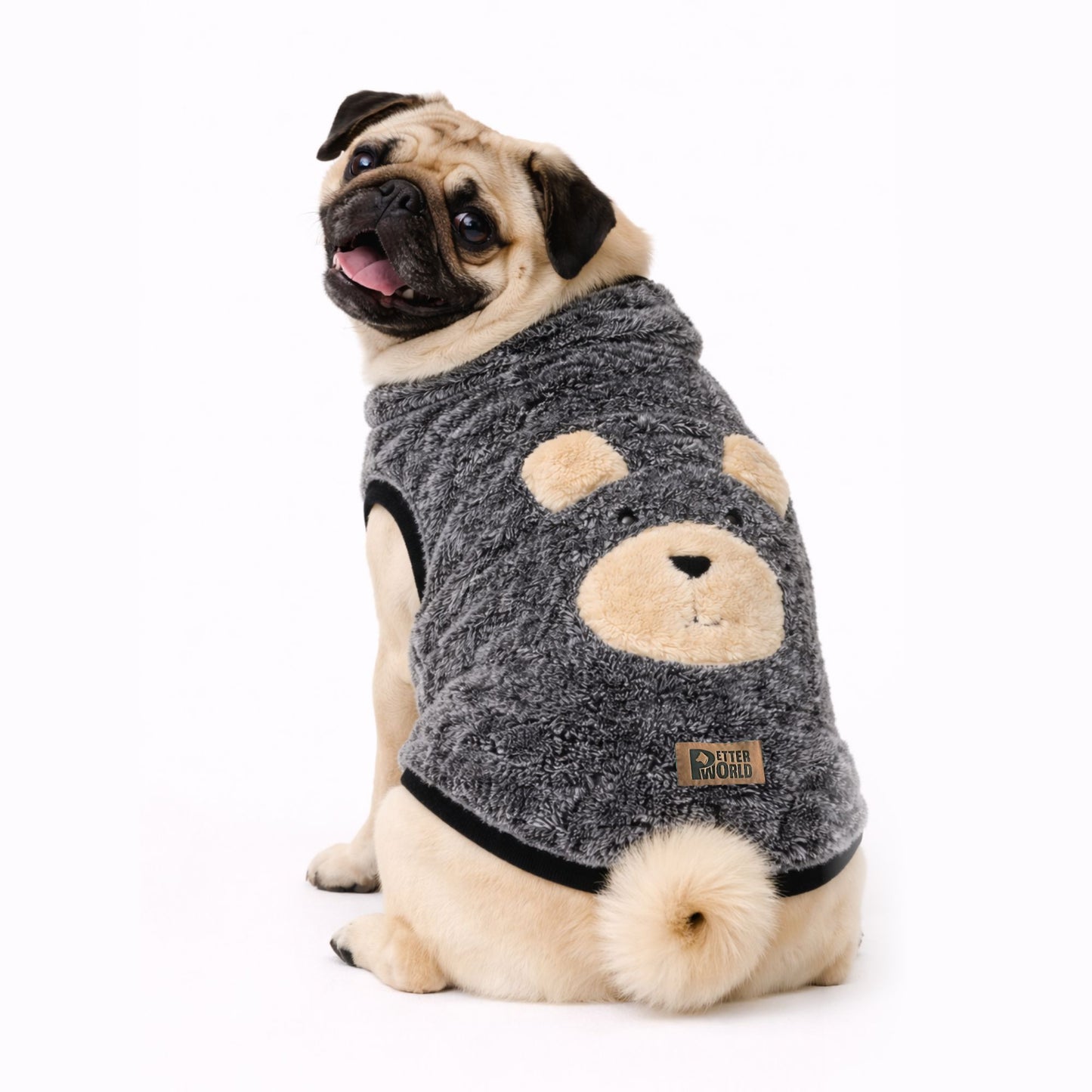 Petter World Snugbear Fur Pullover for Dogs – Ultra-Soft Plush Winter Sweater with Stretch Fit & Bear Back Design