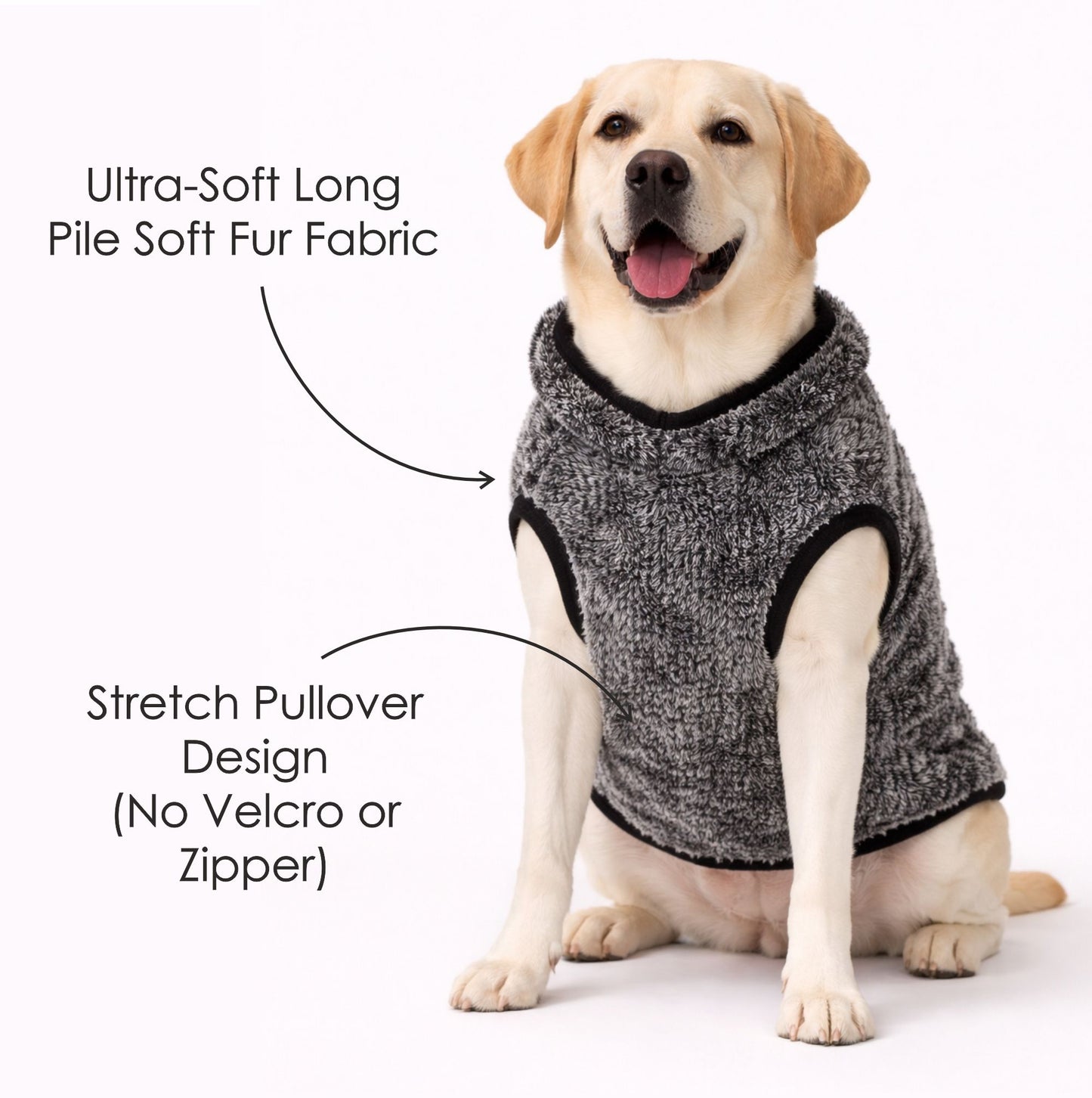 Petter World Snugbear Fur Pullover for Dogs – Ultra-Soft Plush Winter Sweater with Stretch Fit & Bear Back Design