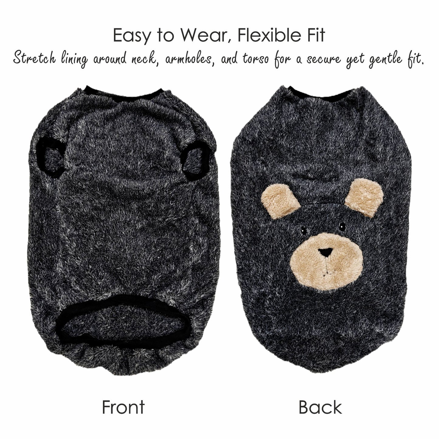 Petter World Snugbear Fur Pullover for Dogs – Ultra-Soft Plush Winter Sweater with Stretch Fit & Bear Back Design