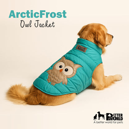 Petter World ArcticGuard Owl Jacket – Ultra-Warm Puffer Winter Coat for Dogs | Insulated, Lightweight & Water-Resistant | Easy Velcro Closure | Perfect for Cold Weather & Outdoor Walks