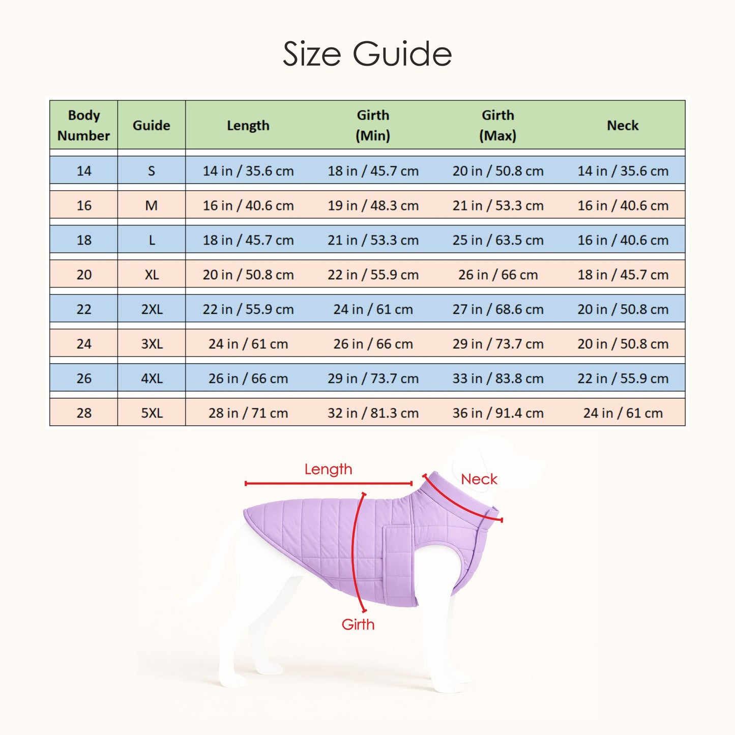 Petter World ArcticFrost Panda Dog Jacket – Lavender Winter Puffer Coat for Small to Large Dogs