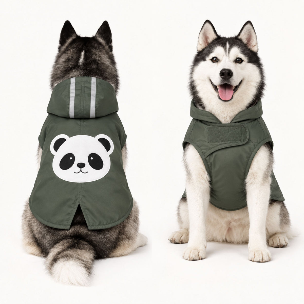 Petter World WildWood Panda Dog Windcheater - Light Weight Jacket for Early Winters | Water Repellent | Reflective Strips & Easy Velcro Closure