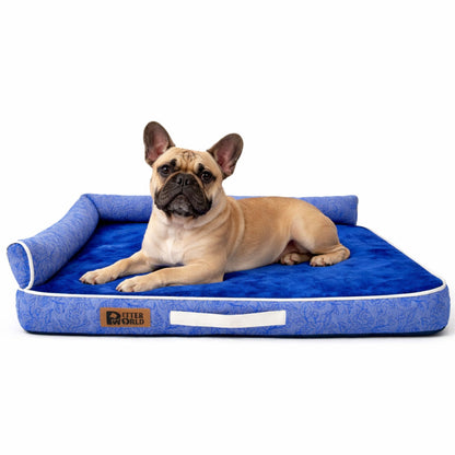 Petter World LowRise Sofa – Luxury Orthopedic Memory Foam Dog Bed with Bolster Support | Removable Washable Cover | Cooling Option | For Large & Senior Dogs