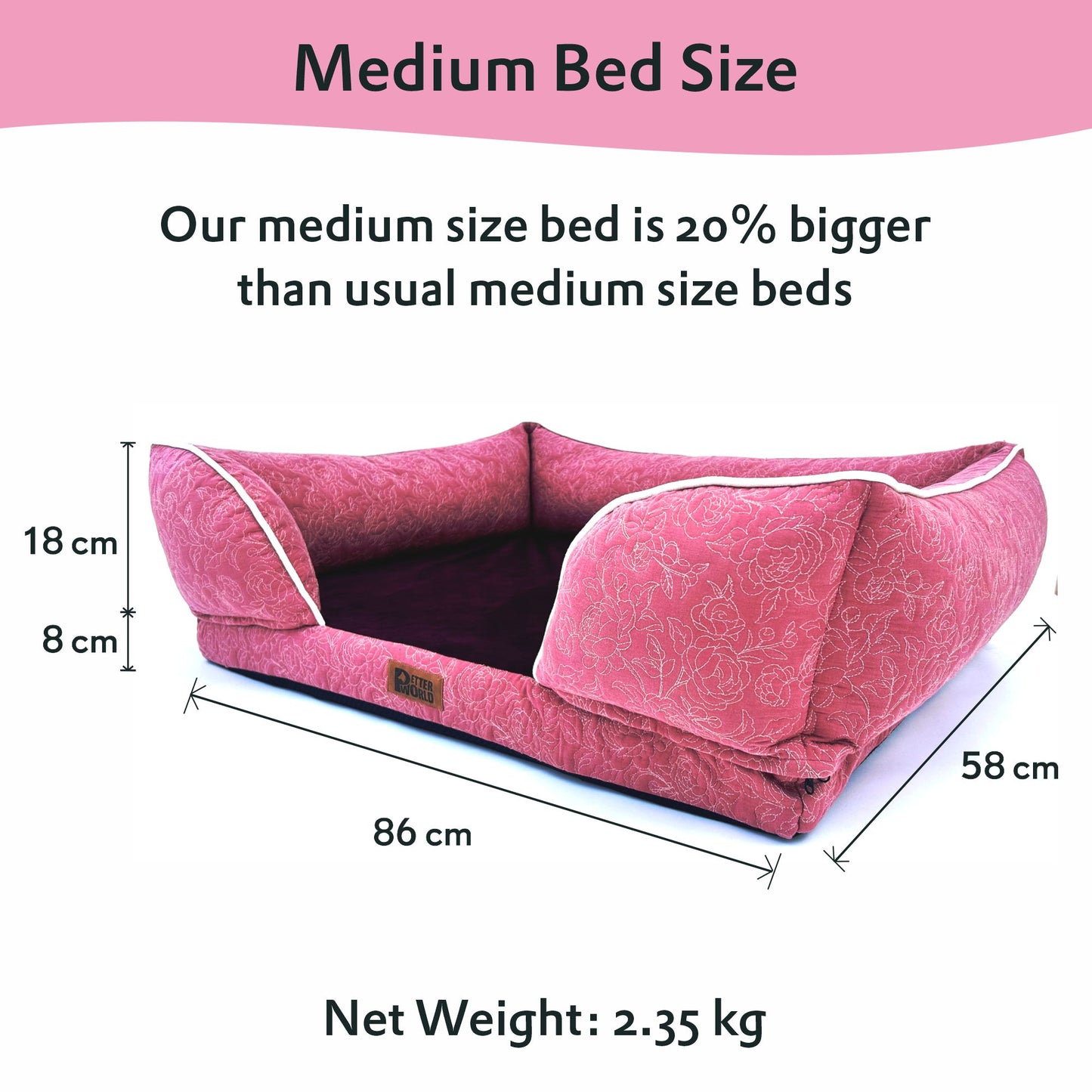 Luxury Orthopedic Sofa Bed with Quilted Embroidery for Medium Dog breeds