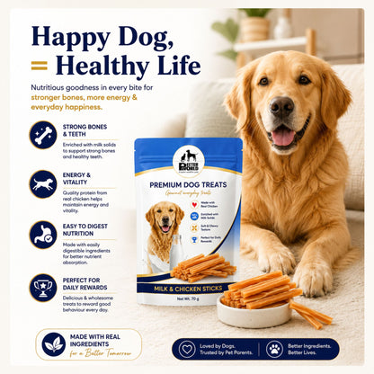 Petter World Milk & Chicken Sticks for Dogs | Soft Gourmet Chicken Dog Treats | 70g
