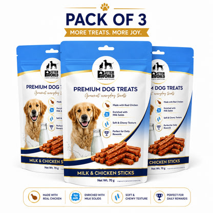 Petter World Milk & Chicken Sticks for Dogs | Soft Gourmet Chicken Dog Treats | 70g