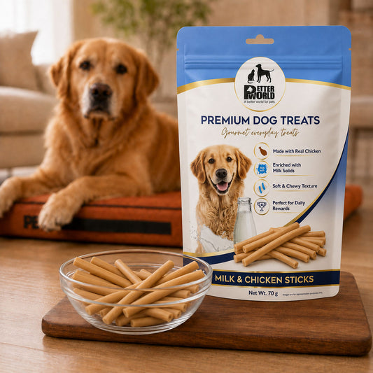 Petter World Milk & Chicken Sticks for Dogs | Soft Gourmet Chicken Dog Treats | 70g