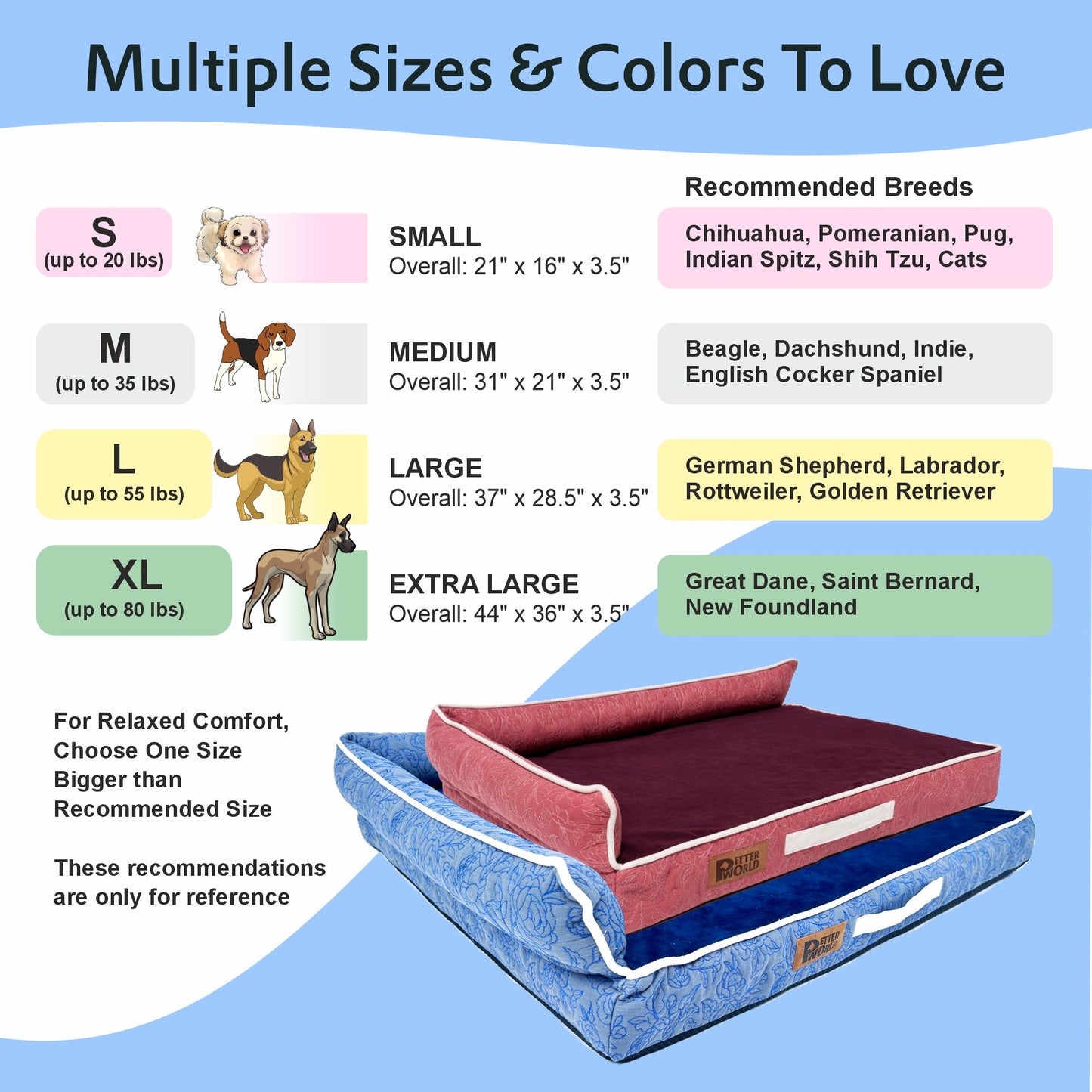 Petter World LowRise Sofa – Luxury Orthopedic Memory Foam Dog Bed with Bolster Support | Removable Washable Cover | Cooling Option | For Large & Senior Dogs