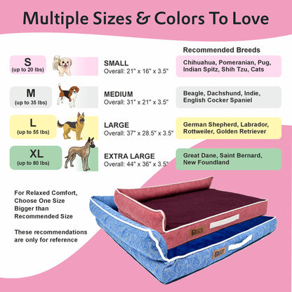 Petter World LowRise Sofa – Luxury Orthopedic Memory Foam Dog Bed with Bolster Support | Removable Washable Cover | Cooling Option | For Large & Senior Dogs