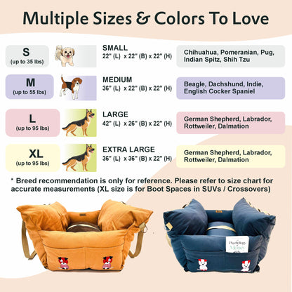 Dog Car Travel Bed with Safety Leash – Washable, Secure & Comfortable (4 Sizes)