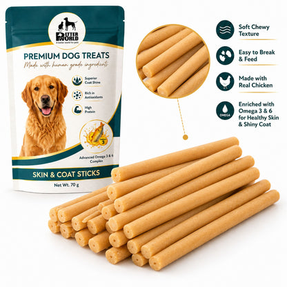 Petter World Treats Gift Pack for Dogs | Magnetic Gift Box | Calming Sticks, Hip & Joint Sticks, Skin & Coat Sticks and Chicken & Blueberry Jerky