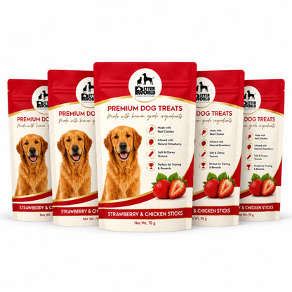 Petter World Strawberry & Chicken Sticks for Dogs | Gourmet Soft Dog Treats | 70g
