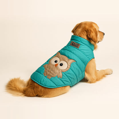 Petter World ArcticGuard Owl Jacket – Ultra-Warm Puffer Winter Coat for Dogs | Insulated, Lightweight & Water-Resistant | Easy Velcro Closure | Perfect for Cold Weather & Outdoor Walks