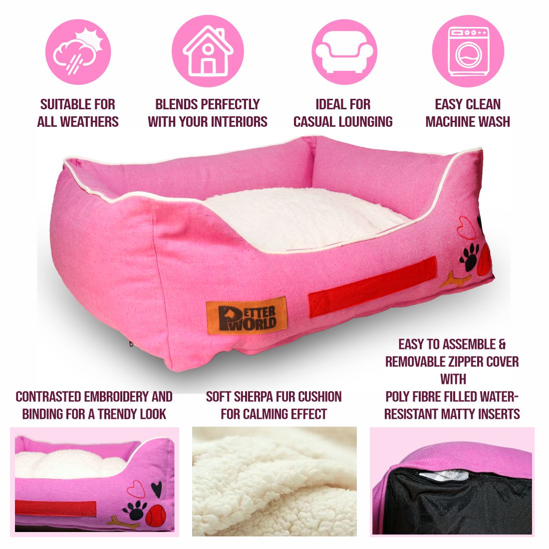 Luxury Crocus Lounger Bed with Removable Cushion
