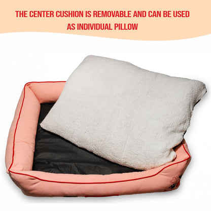 Luxury Peach Pearl Lounger Bed with Removable Cushion
