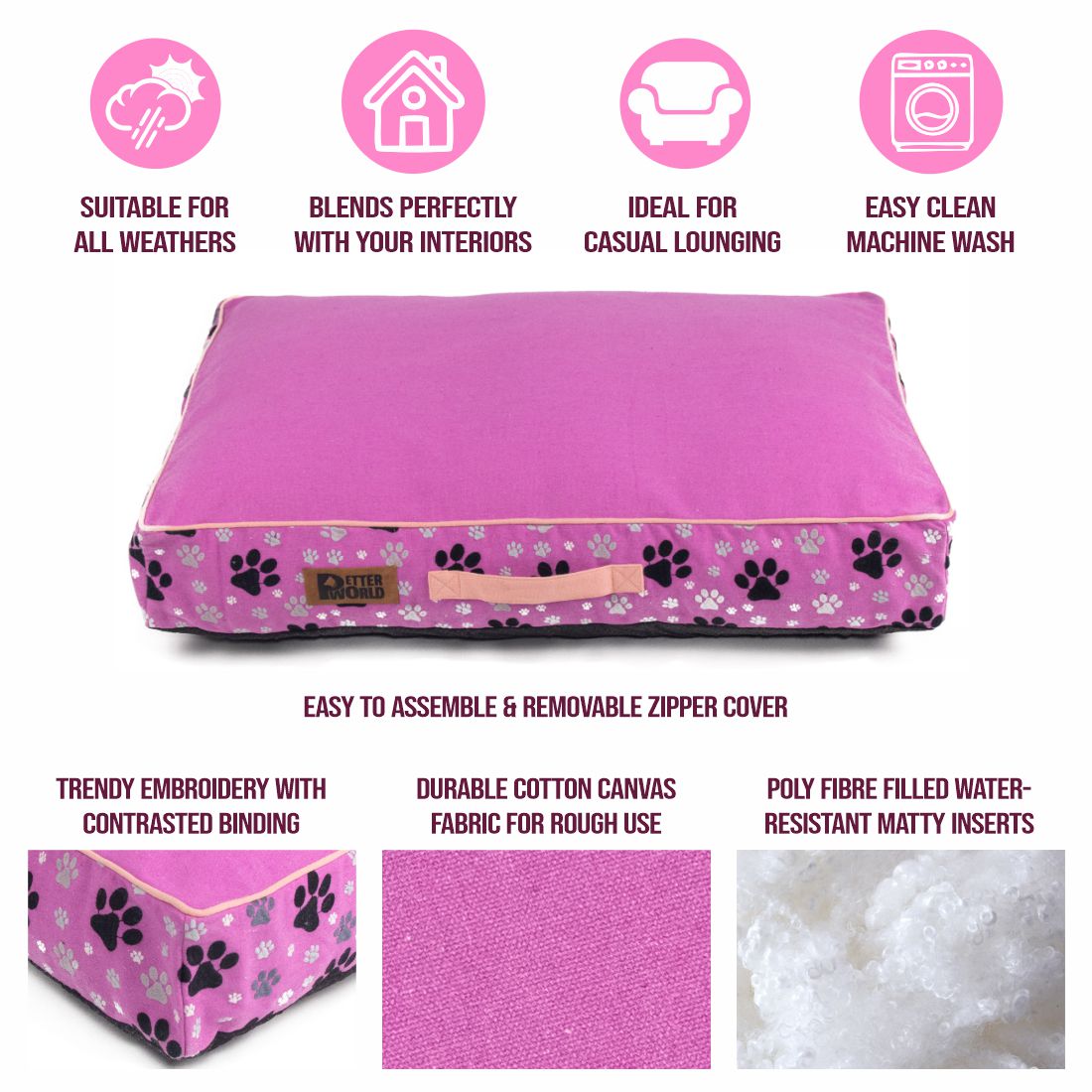 Artisanal Indoor Cotton Mattress Bed for Dogs - Small to Extra Large Breeds